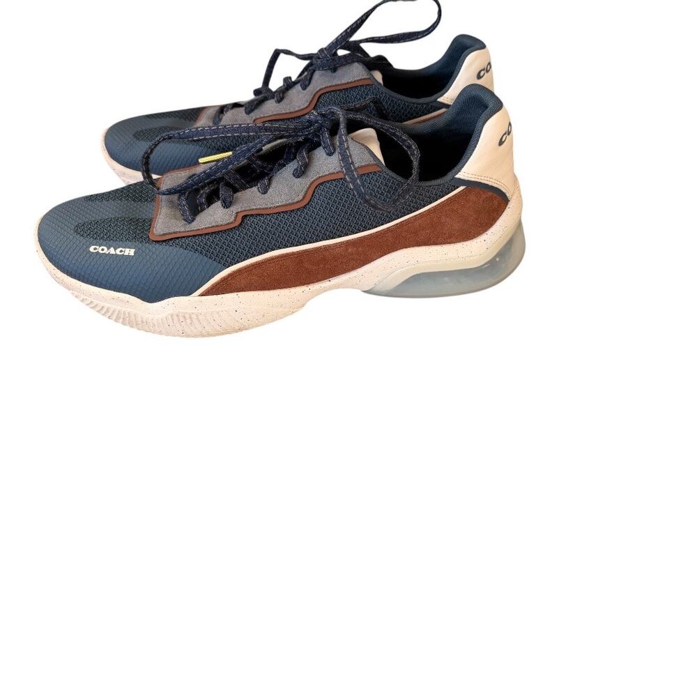 COACH Men’s Tech Runner Sneakers - Blue/Brown Suede - Picture 2 of 10